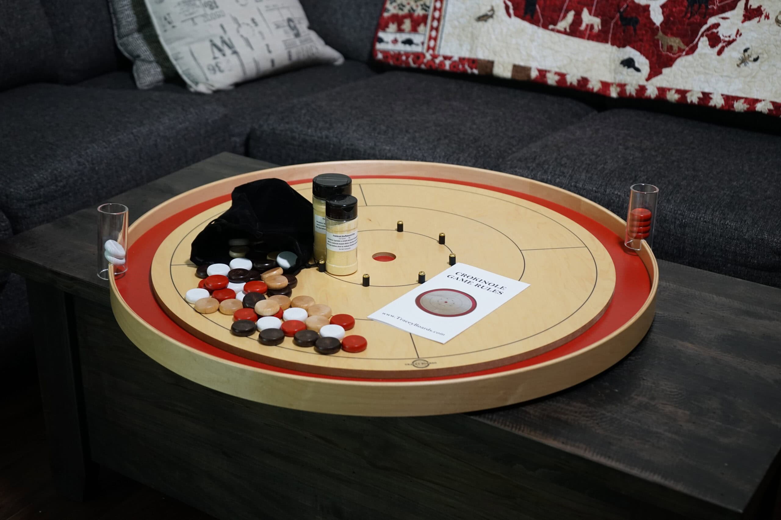 A red crokinole board