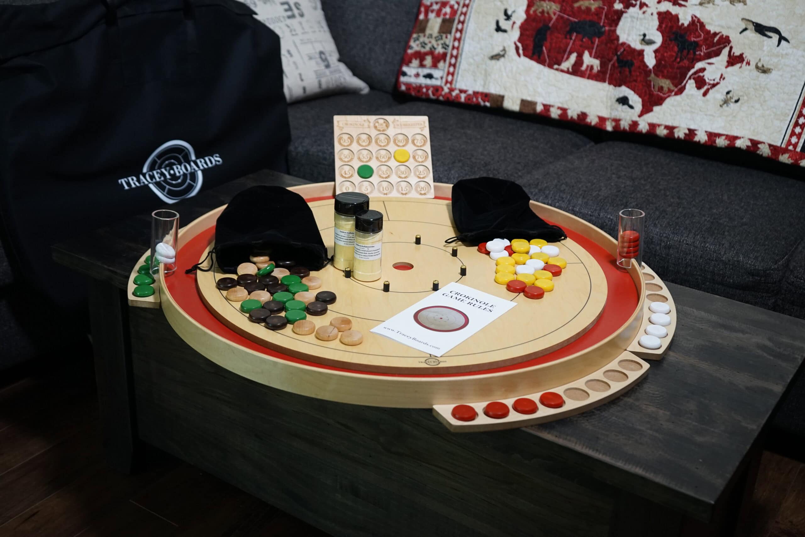 A red crokinole board
